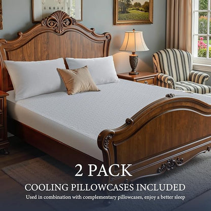 Waterproof Mattress Protector 2 Pillowcase 20''x28'', King Mattress Pad, Deep Stretchable Pocket Bed Cover, Machine Washable Soft Breathable Noiseless Mattress Protection