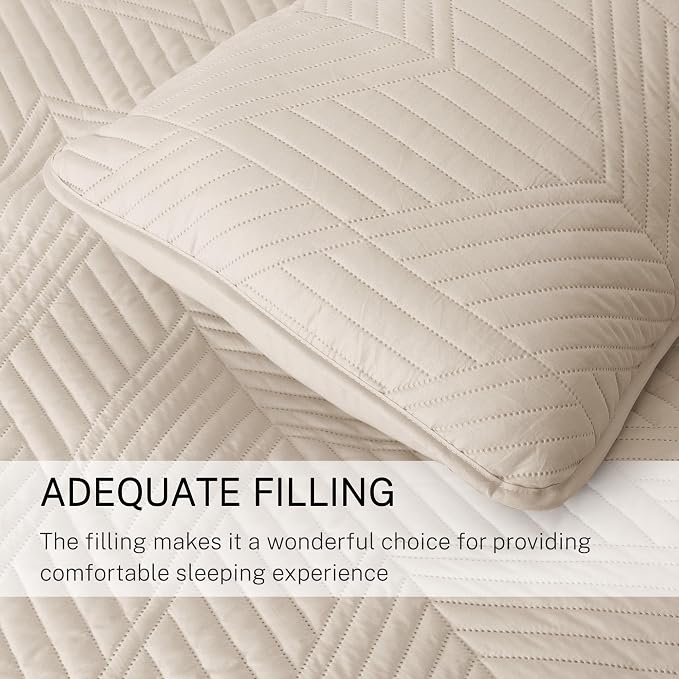 Exclusivo Mezcla California King Quilt Bedding Set, Brich Beige | Lightweight - Image 6
