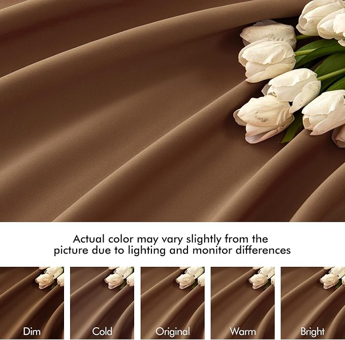 MIULEE Cappuccino Brown Back Tab Blackout Curtains 52x108 Inch 2 Panels Set | - Image 8