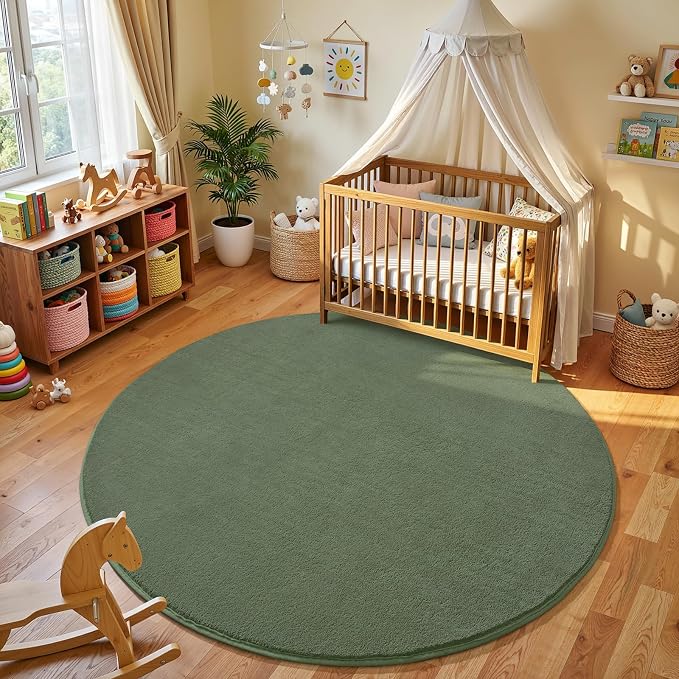 Sage Green Round Area Rugs 4ft Circle Rugs - Image 2