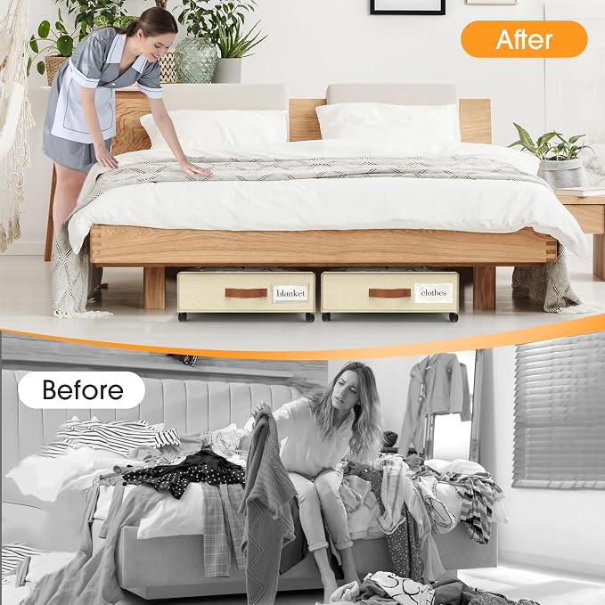 Under Bed Storage with Wheels 2Pack Storage Containers with Clear Window | - Image 6
