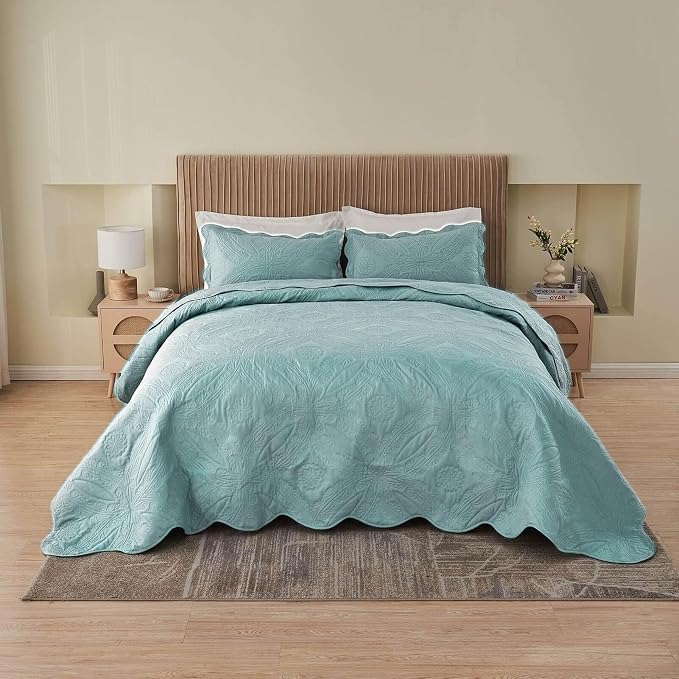Kingnex Oversized King Bedspreads 128x120 Ultrasonic Quilted Blue | Extra Wide - Image 4