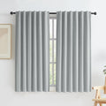 Linen Blackout Curtains 63 Inches Long, Back Tab Rod Pocket Hook Belt Boho by KEQIAOSUOCAI