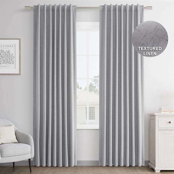 Joywell 100% Blackout Linen Curtains 80 Inches Long - Image 8