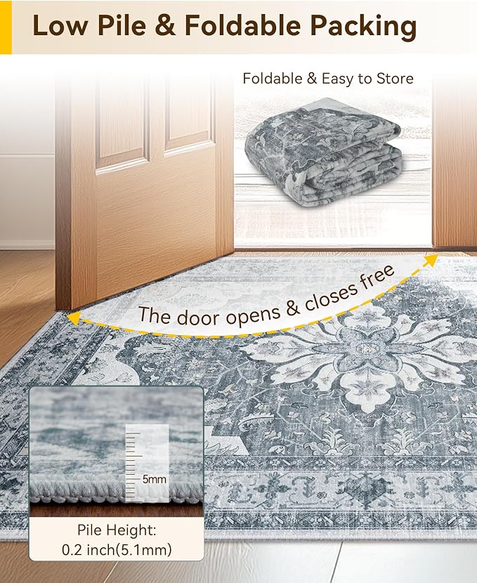 RELEANY Washable Area Rug, Runner 2'x6', Water Repellent, Pet Friendly - Image 7