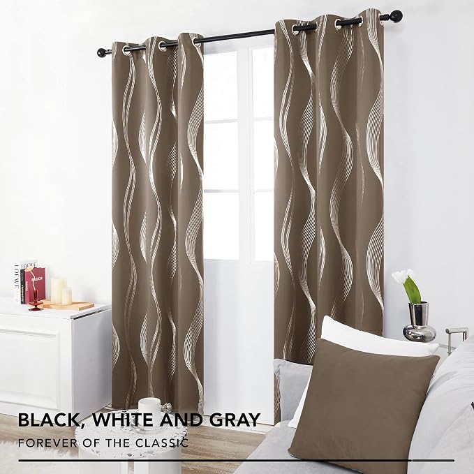Deconovo Curtains for Living Room, Pattern Blackout Curtains 84 Inches Long | - Image 5