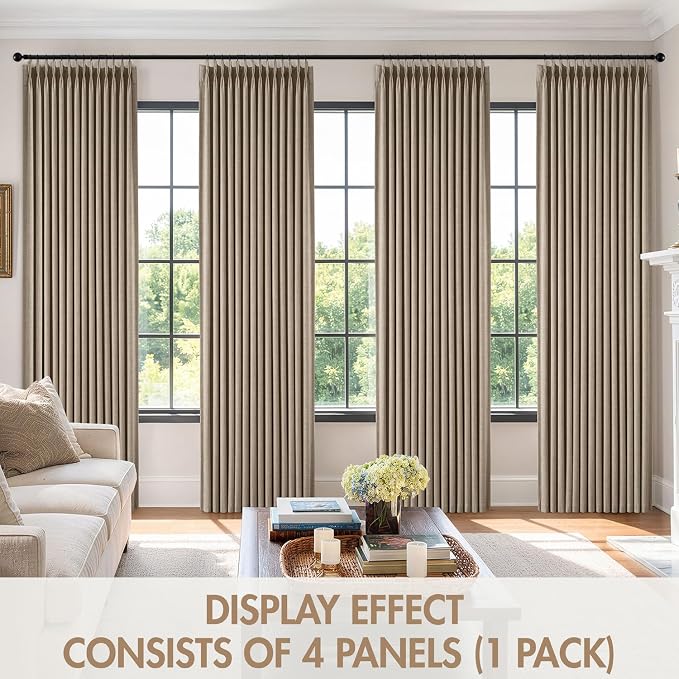 MIULEE Pinch Pleated 100% Blackout Curtains 40"x90" Burlywood Birch 4 Panel | - Image 7
