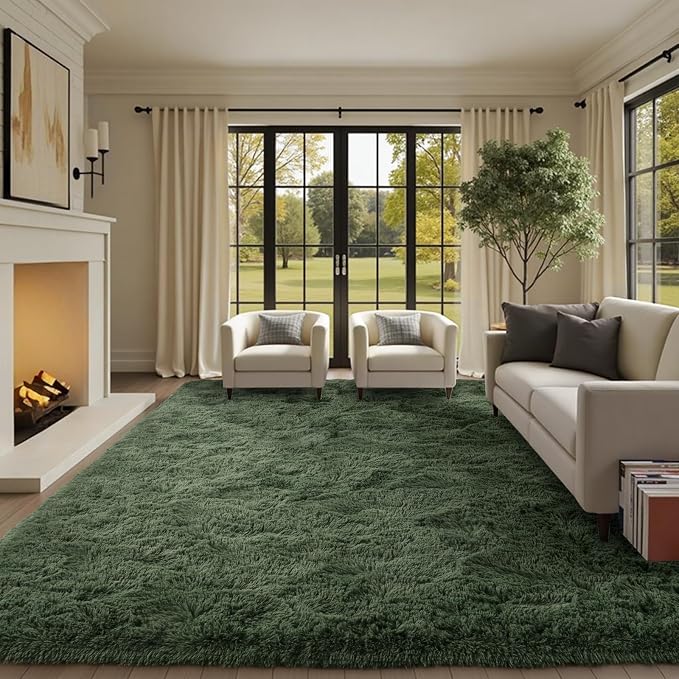8x10 Ft Extra Large Shag Green Area Rug by Cuzwlovita