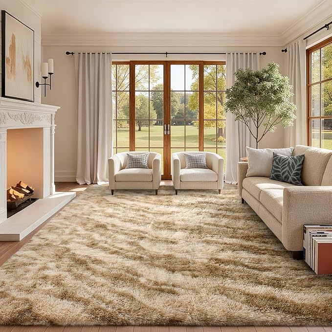 Area Rugs for Living Room, Tie-Dyed 5x8 Feet Soft Fluffy Shagg Plush Rug High - Image 2
