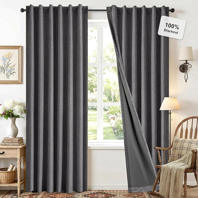 Deconovo Faux Linen 100% Blackout Curtains by Unknown