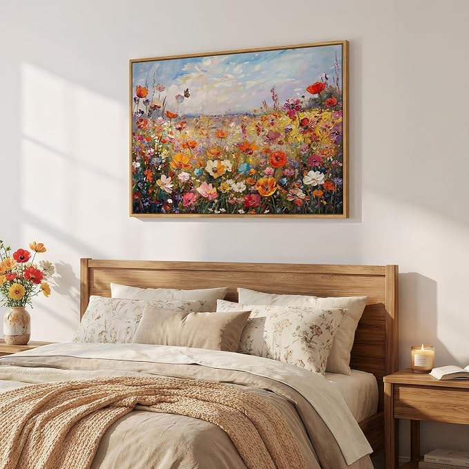 Framed Colorful Floral Botanical Wall Art, Flower Landscape Canvas Prints - Image 2