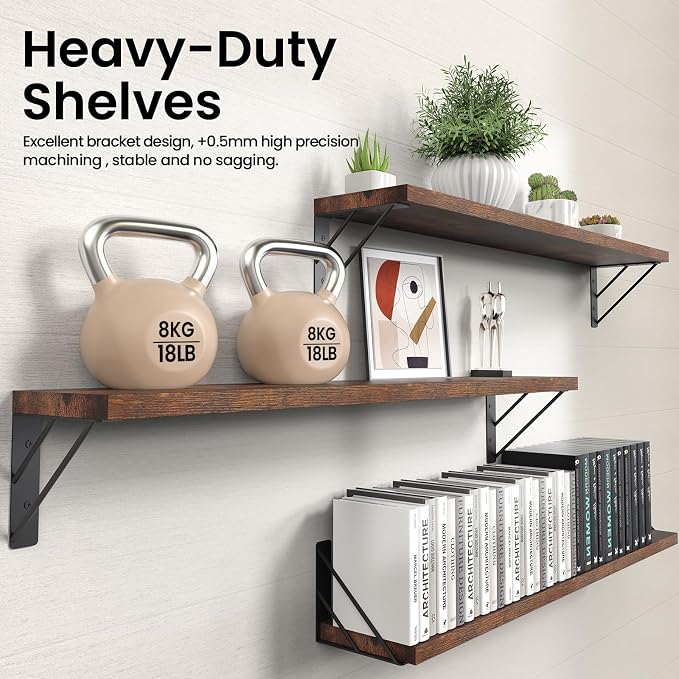 BAYKA Wall Shelves for Bedroom Decor, Floating Shelves for Wall, Display - Image 5