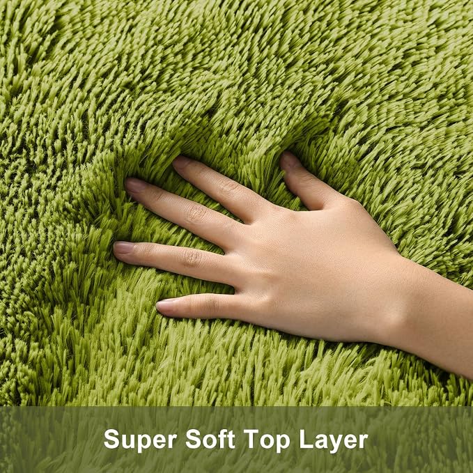 Ophanie Green Rugs for Living Room 5x8, Grass Shag Fluffy Large Fuzzy Plush - Image 2