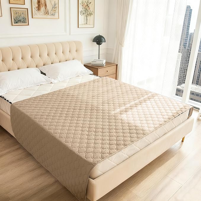 gogobunny 100% Double-Sided Waterproof Dog Bed Cover Pet Blanket Sofa Couch Furniture Protector for Puppy Large Dog Cat, Reversible (52x82 Inch (Pack of 1), Dark Beige/Light Beige)