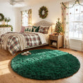 Amdrebio Dark Green Furry Round Circle Area Rug 5Ft by Amdrebio