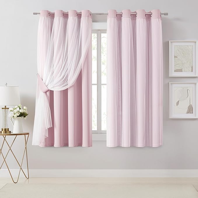 Bujasso Pink Blackout Curtains by Bujasso