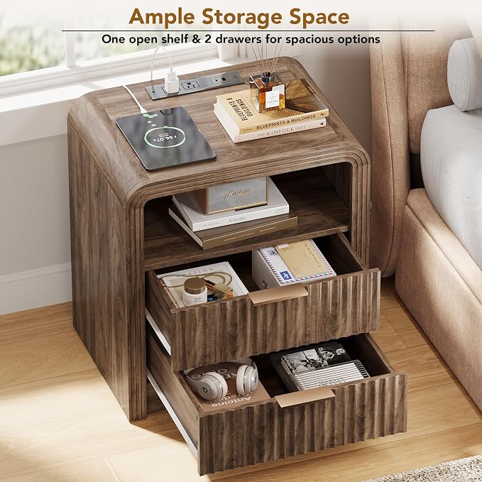 Decofy Fluted 2-Drawer Nightstand - Image 4