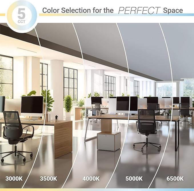 NUWATT 40 Pack 2x2 LED Flat Panel Lighting, Drop Ceiling Light Wattage Selectable 40W/30W/20W, 5CCT 3000K/3500K/4000K/5000K/6500 Suspended Ceiling LED Lights, 4400LM, Dimmable 0-10V, 120-277V, ETL