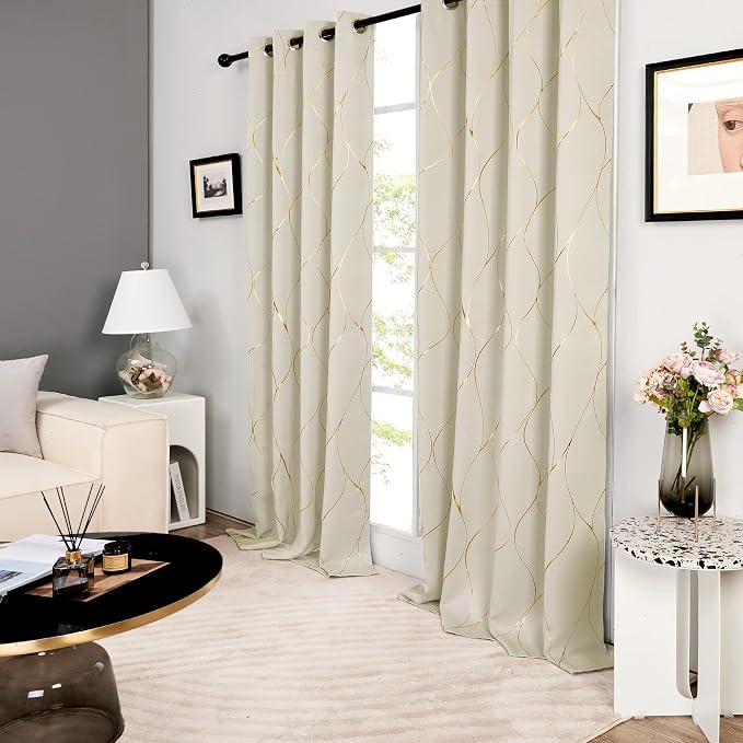 Deconovo Curtains for Living Room, Pattern Blackout Curtains 84 Inches Long | - Image 3