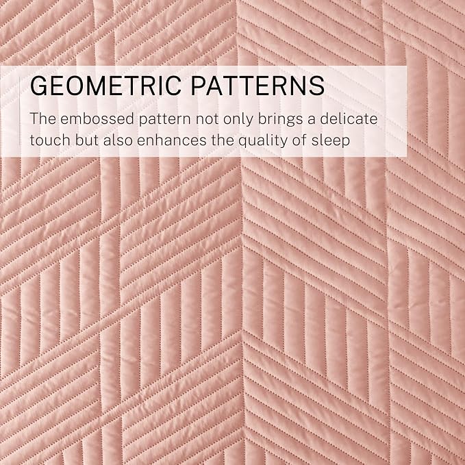 Exclusivo Mezcla Ultrasonic Twin Quilt Bedding Set, Blush Pink | Lightweight - Image 5