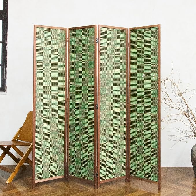 4 Panel Bamboo Room Divider, 5.6 ft Tall Double-Sided Folding Privacy Screen - Image 3