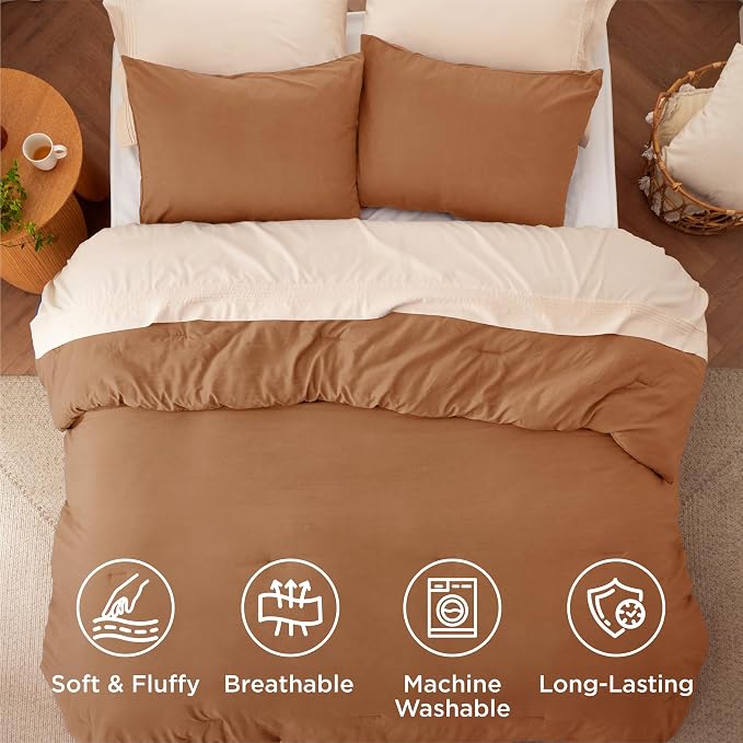 Bedsure Queen Comforter Set, Pumpkin Soft Prewashed Bedding - Image 4