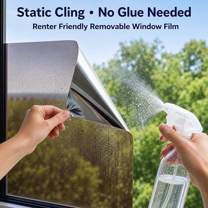 One Way Privacy Window Film Heat Control Mirror Tint 41.3Inx7.8Ft | Reflective - Image 4