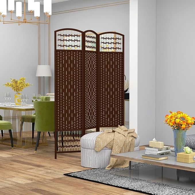 HOMCOM 3 Panel Room Divider, Folding Privacy Screen, Wave Fiber Freestanding - Image 2