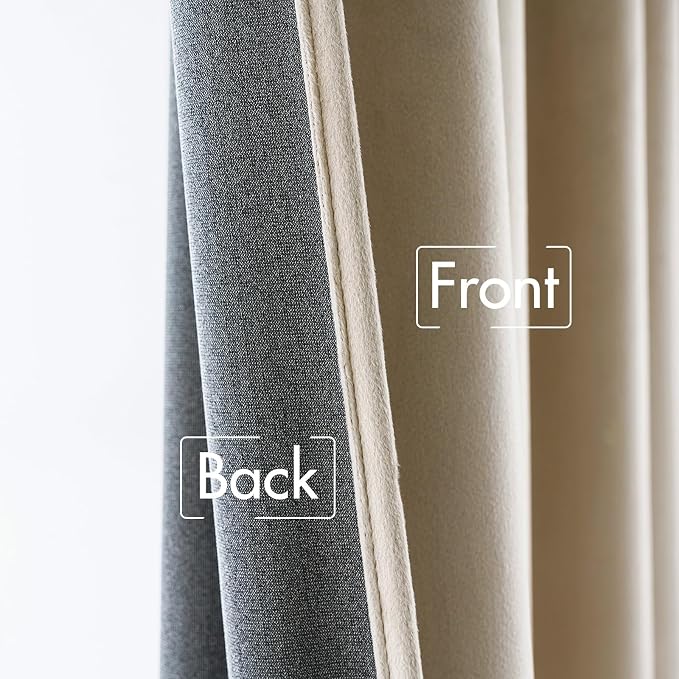 MIULEE Velvet Curtains 52x90 inches 2 Panels Beige Blackout Curtains | Luxury - Image 6