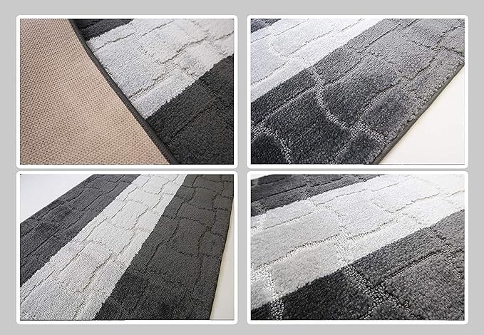 Custom Length Hallway Runner Rug,Slip Resistant,Puzzle Anthracite, 26 Inch X 20 feet, Sold and Priced Per Foot