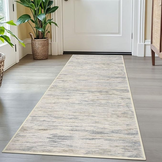 2x5 Modern Abstract Runner Rug for Hallway, Gray Beige Neutral Multi Super Soft Hallways Decor Kitchen Rugs with Non-Slip, Non-Shedding Washable Rug for Entryway Bedroom Laundry Indoor