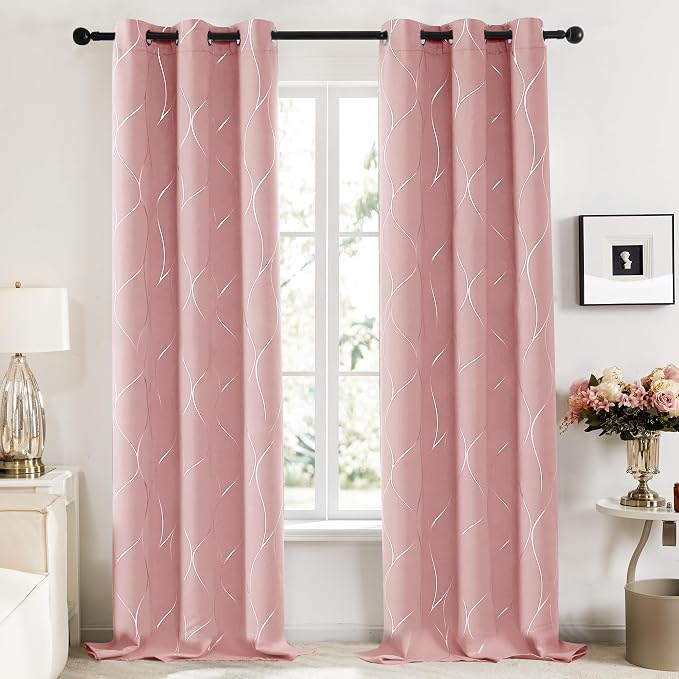 Deconovo Curtains for Living Room, Pattern Blackout Curtains 96 Inches Long | - Image 2