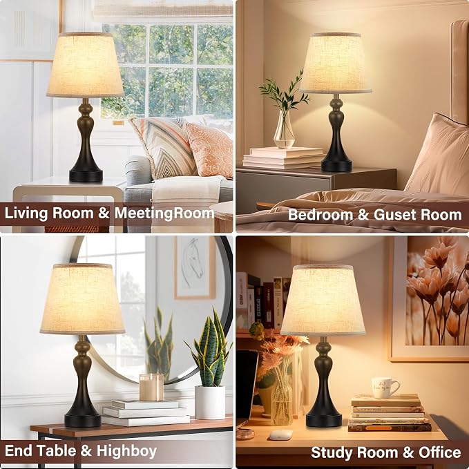 Touch Lamps for Nightstand, 3 Way Dimmable Bedside Lamps - Image 3