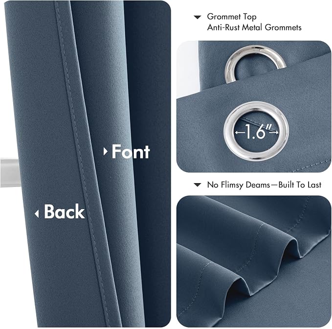 MIULEE Blackout Curtains for Bedroom 2 Panels 40 x 45 Inch Long Stone Blue | - Image 4