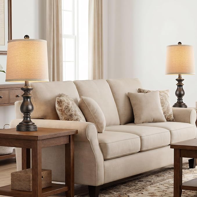 Traditional Table Lamp Set of 2, Rustic Farmhouse Table Lamps - Image 7