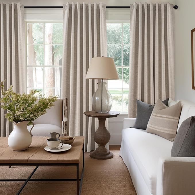 Topfinel Light Blocking Rustic 96 Inch Long Linen Curtains 2 Panel Set - Image 2