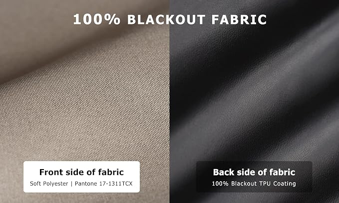 LazBlinds 100% Blackout Roller Shades, Taupe | No tools No Drill Cordless Blinds - Image 2
