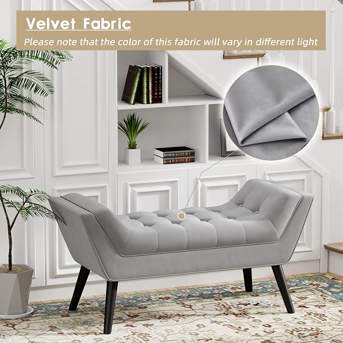 Tufted Bed Bench Fabric Ottoman Footstools - Image 3