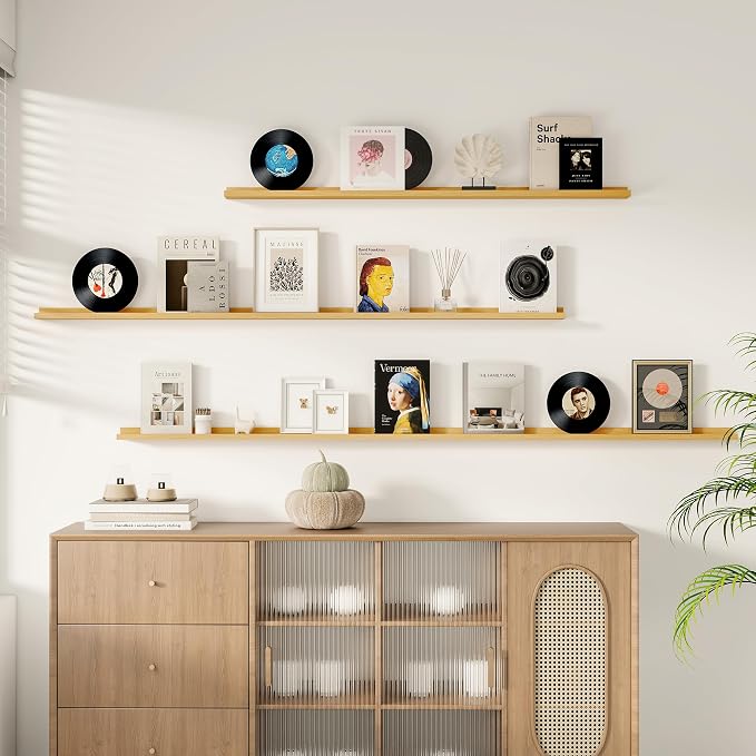 Floating Picture Ledge Shelves for Wall Set of 2, 72 Inches Picture Ledge Shelf - Image 2