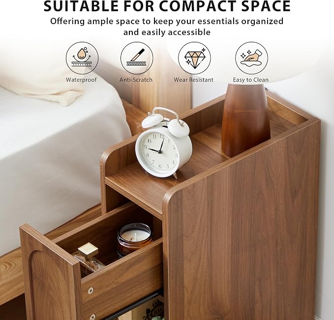 Narrow Nightstand, Slim Bedside Table - Image 3