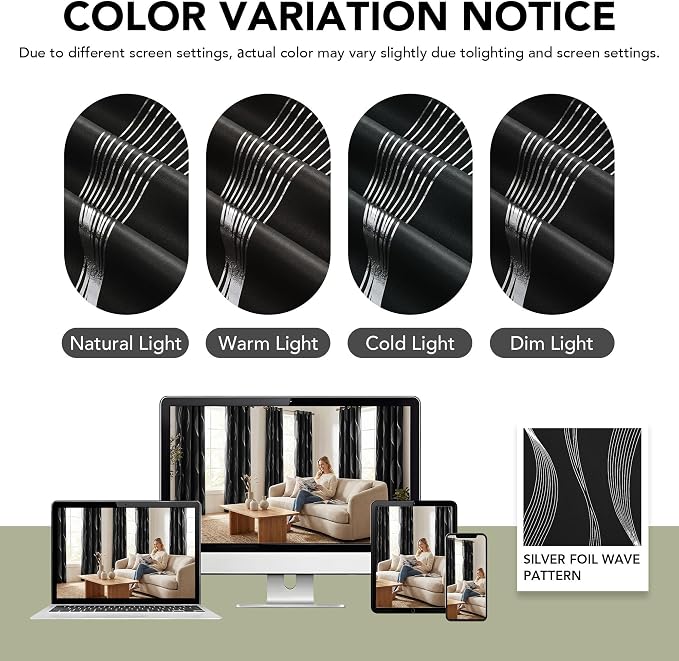Deconovo Curtains for Living Room, Pattern Blackout Curtains 96 Inches Long | - Image 8