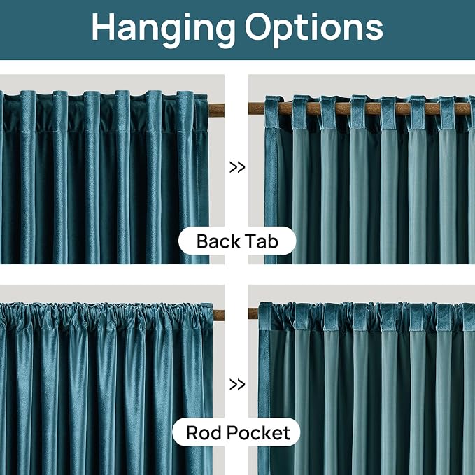 Peacock Blue Velvet Curtains 84 inch Long - Image 6