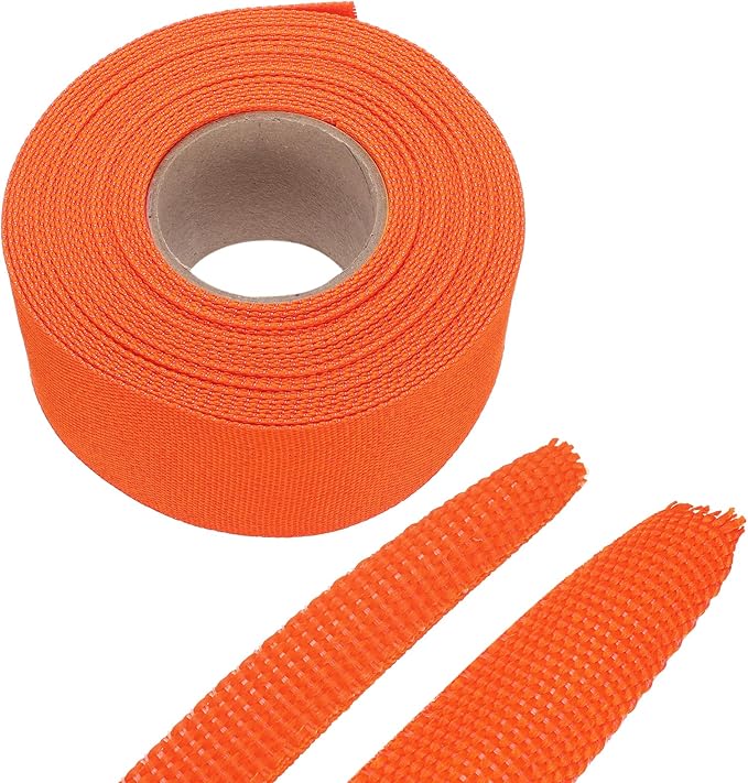MECCANIXITY Braided Cable Sleeves Heat Shrinkable Fabric Sleeving, 1 9/16" 33ft Orange 2:1 Ratio Heat Shrinkable Cord Protector for Harness Cable, Network Cable Protection, Cable Management