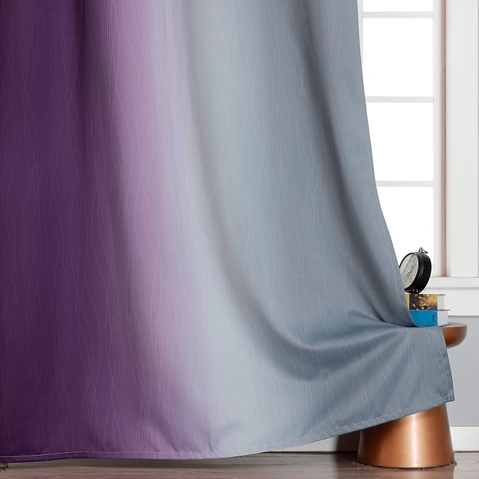 Purple and Gray Ombre Blackout Curtains - Image 6
