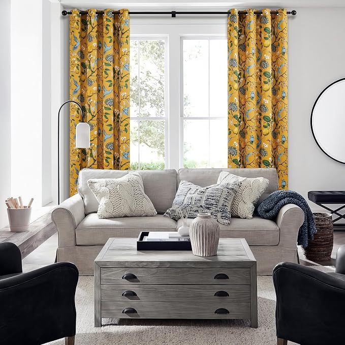Topfinel Mustard Yellow Vintage Curtains & Drapes 84 Inches Long, Grommet - Image 5