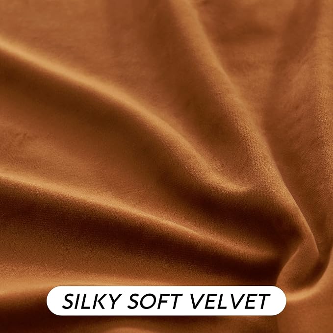 RYB HOME Burnt Orange Fall Velvet Curtains - Image 7