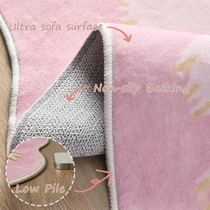 Latte&Fog 4ft Pink Round Area Rug - Image 5