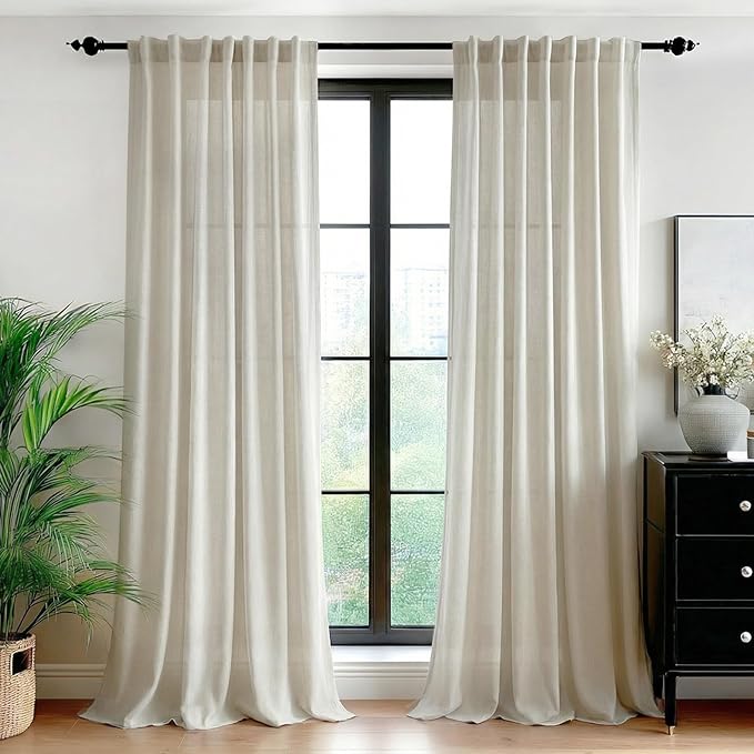 Deconovo Sheer Curtains, Light Filtering Linen Blend Drapes by Unknown