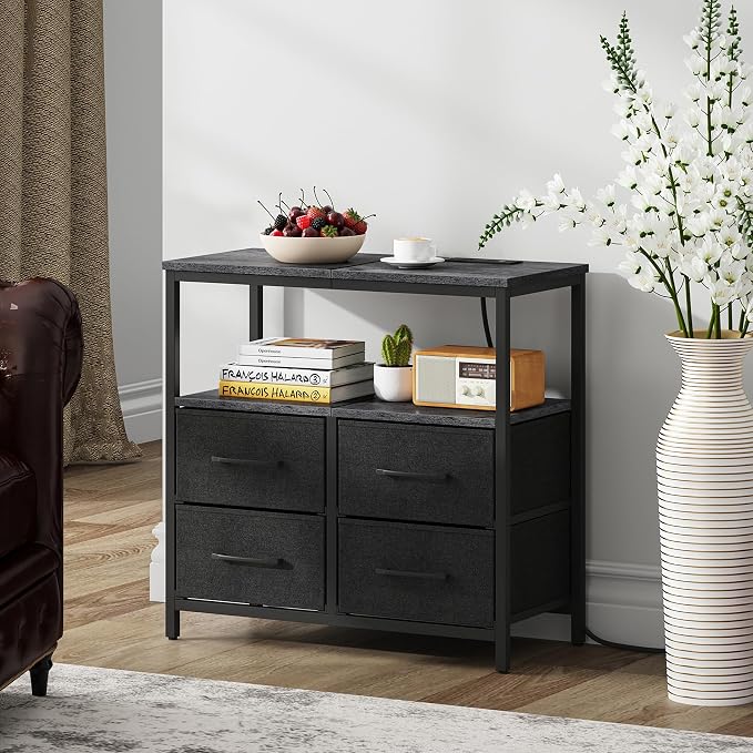 TUTOTAK Large Night Stand with Charging Station | Bedside Table with USB and - Image 5