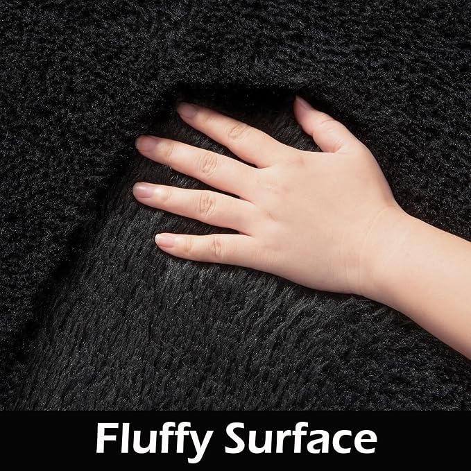 HOMORE Black Rugs for Living Room, 5x8 Area Rugs for Bedroom Fluffy Furry Rug - Image 5